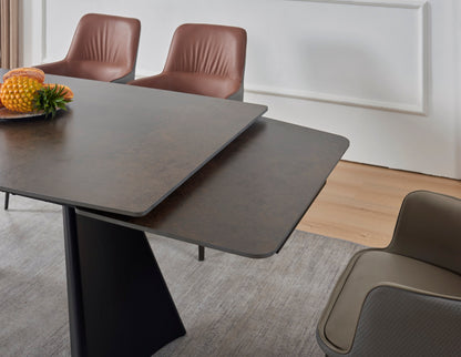 Table à manger extensible avec plateau en céramique brune 180/280x90xH76CM AMATO