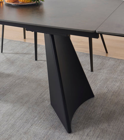 Table à manger extensible avec plateau en céramique brune 180/280x90xH76CM AMATO