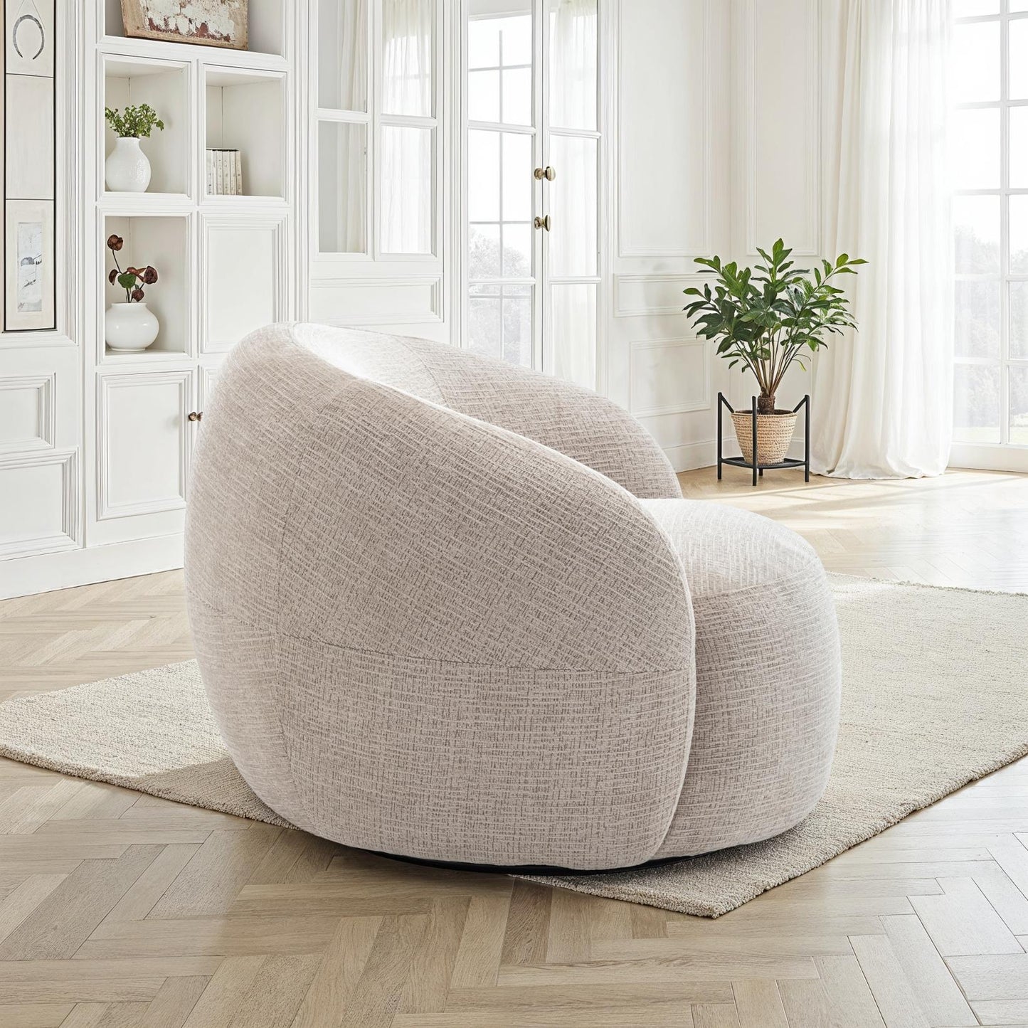 Fauteuil pivotant en tissu anti tache, 89x91xH72CM - INERA