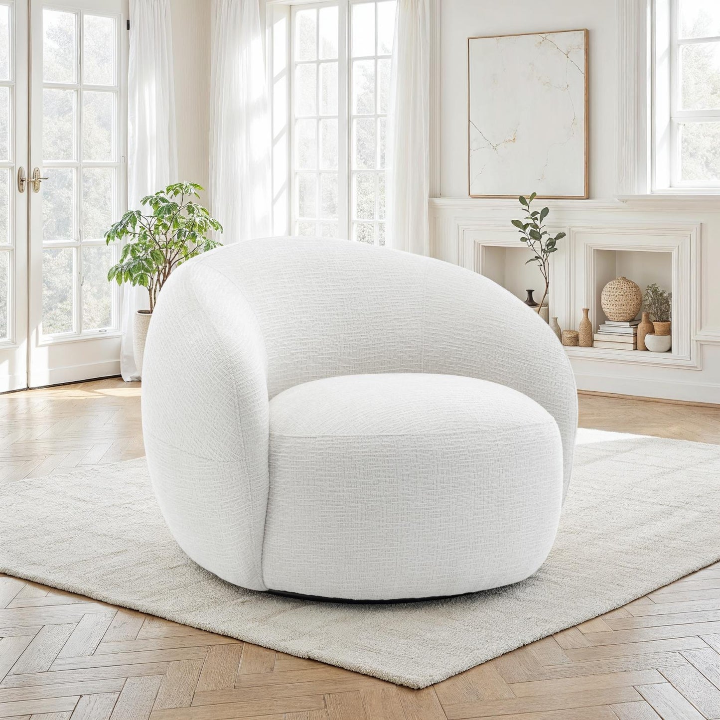 Fauteuil pivotant en tissu anti tache, 89x91xH72CM - INERA