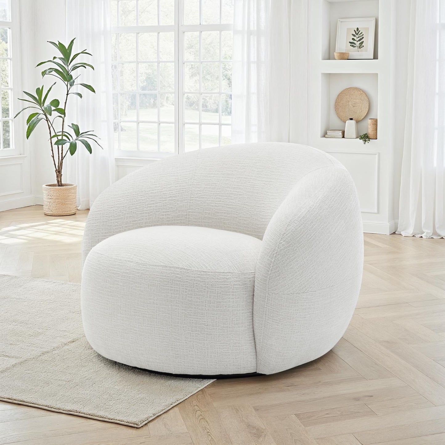 Fauteuil pivotant en tissu anti tache, 89x91xH72CM - INERA