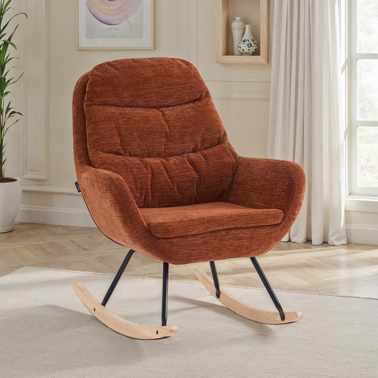 Fauteuil à bascule en tissu anti tache, 76x94xH95CM - OLGA