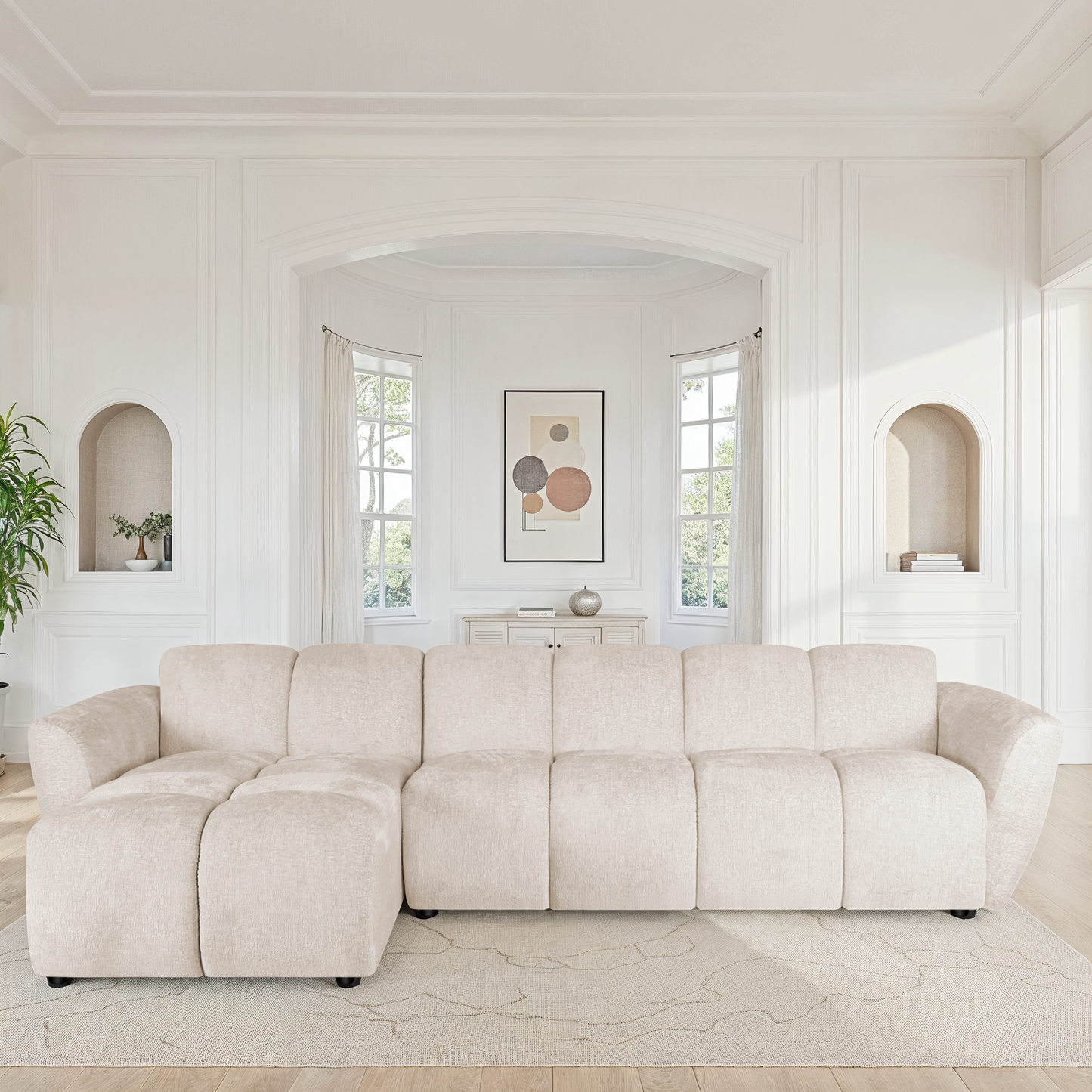 Canapé d'angle en tissu anti tache, 317x163xH77CM - LILO