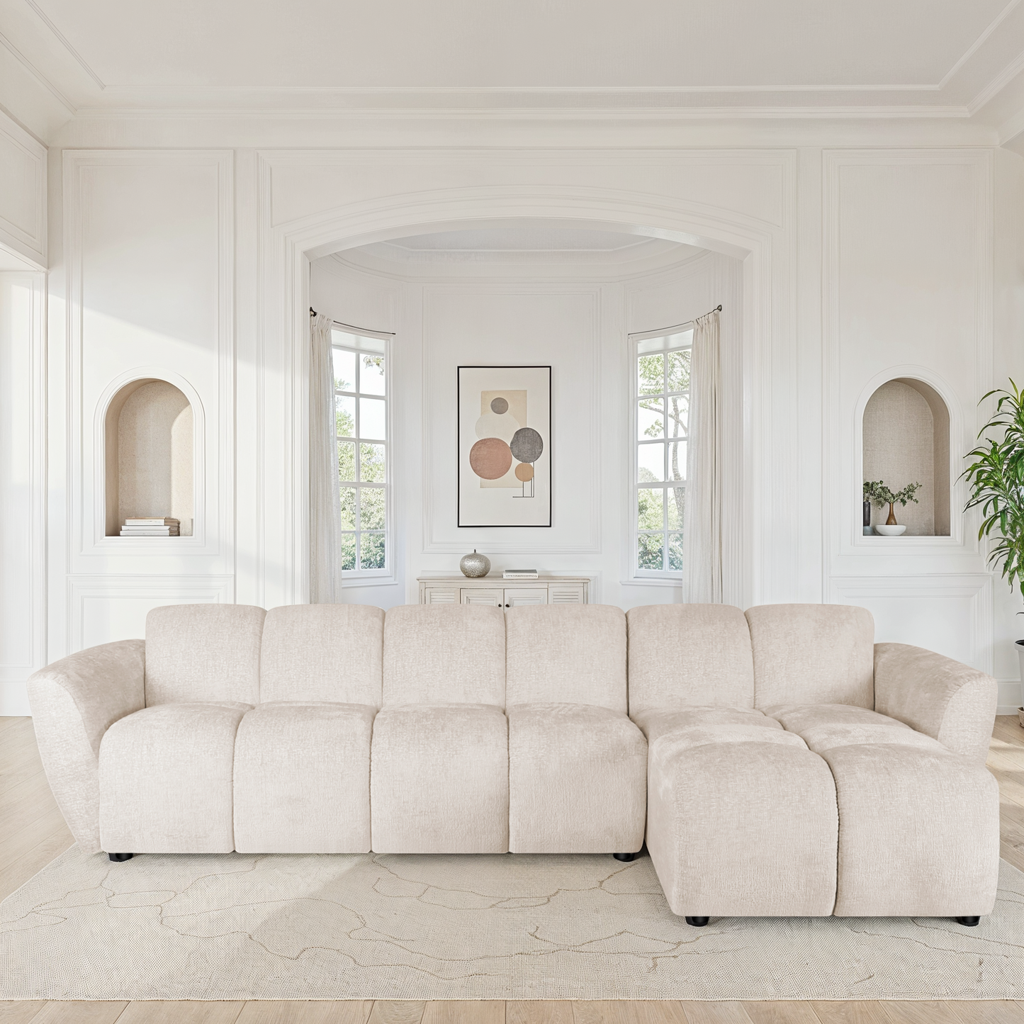 Canapé d'angle en tissu anti tache, 317x163xH77CM - LILO