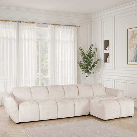 Canapé d'angle en tissu anti tache, 317x163xH77CM - LILO