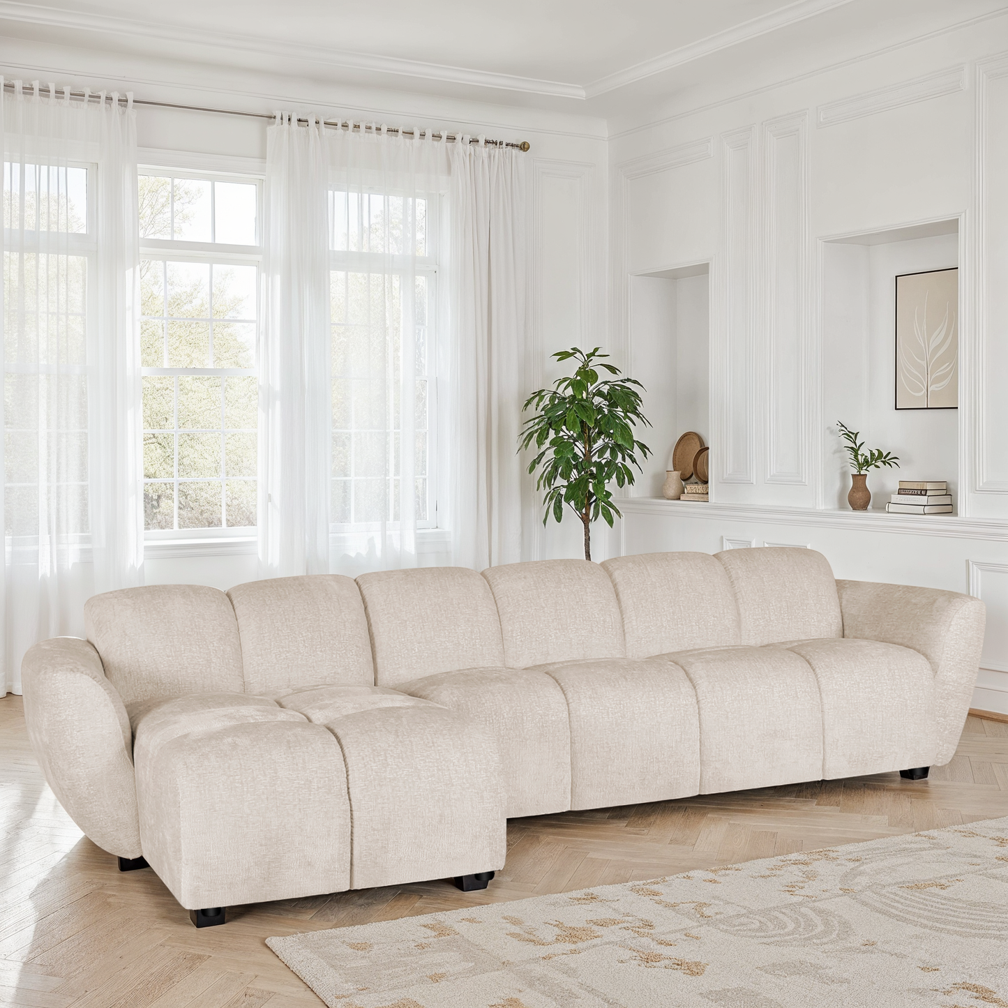 Canapé d'angle en tissu anti tache, 317x163xH77CM - LILO