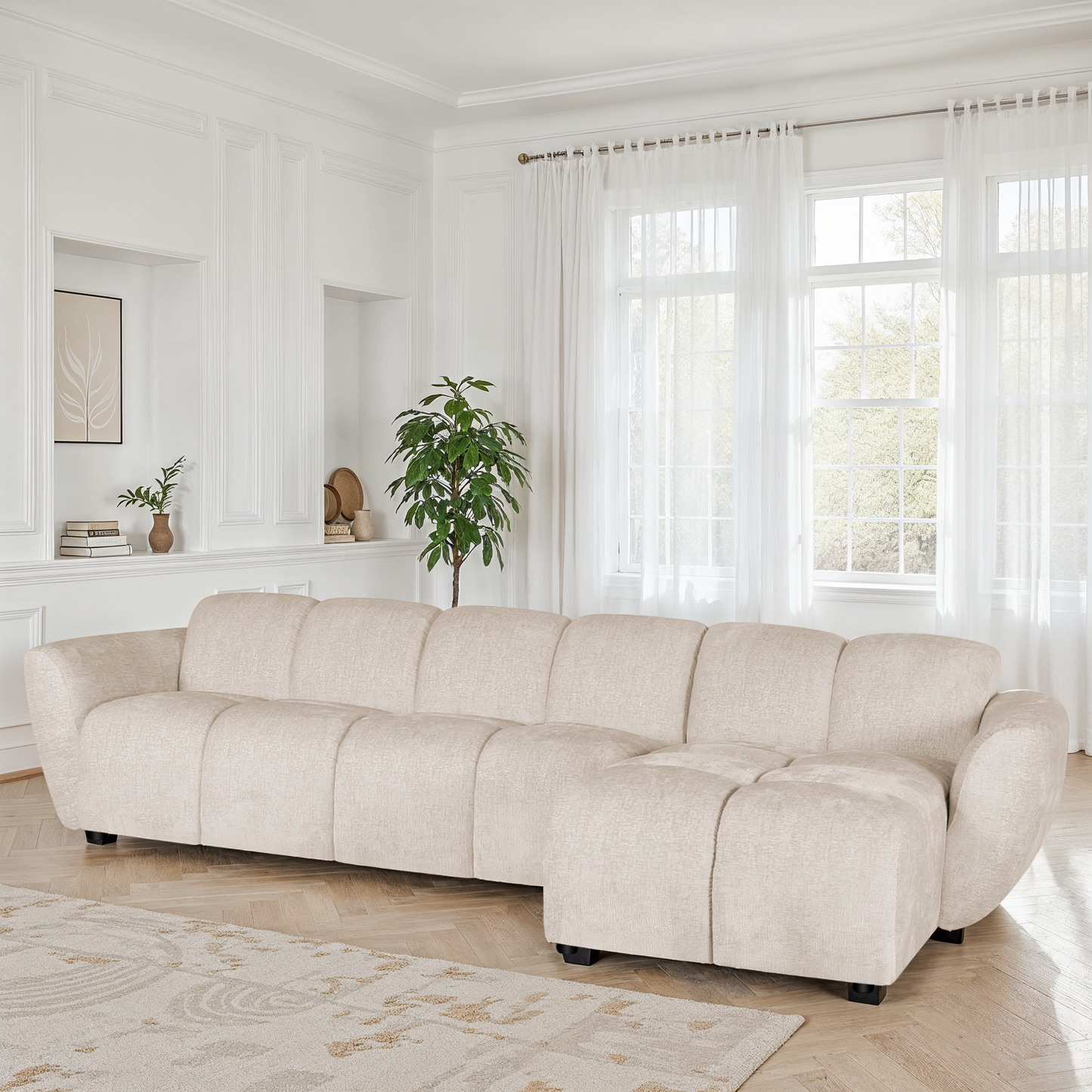 Canapé d'angle en tissu anti tache, 317x163xH77CM - LILO