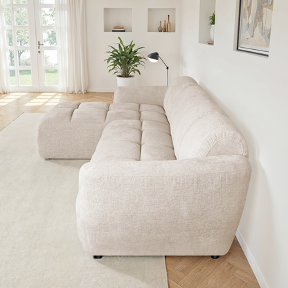 Canapé d'angle en tissu anti tache, 317x163xH77CM - LILO