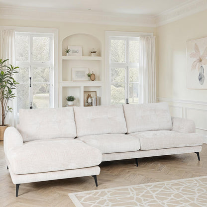 Canapé d'angle en tissu anti tache, 297x159xH89CM - FUJI