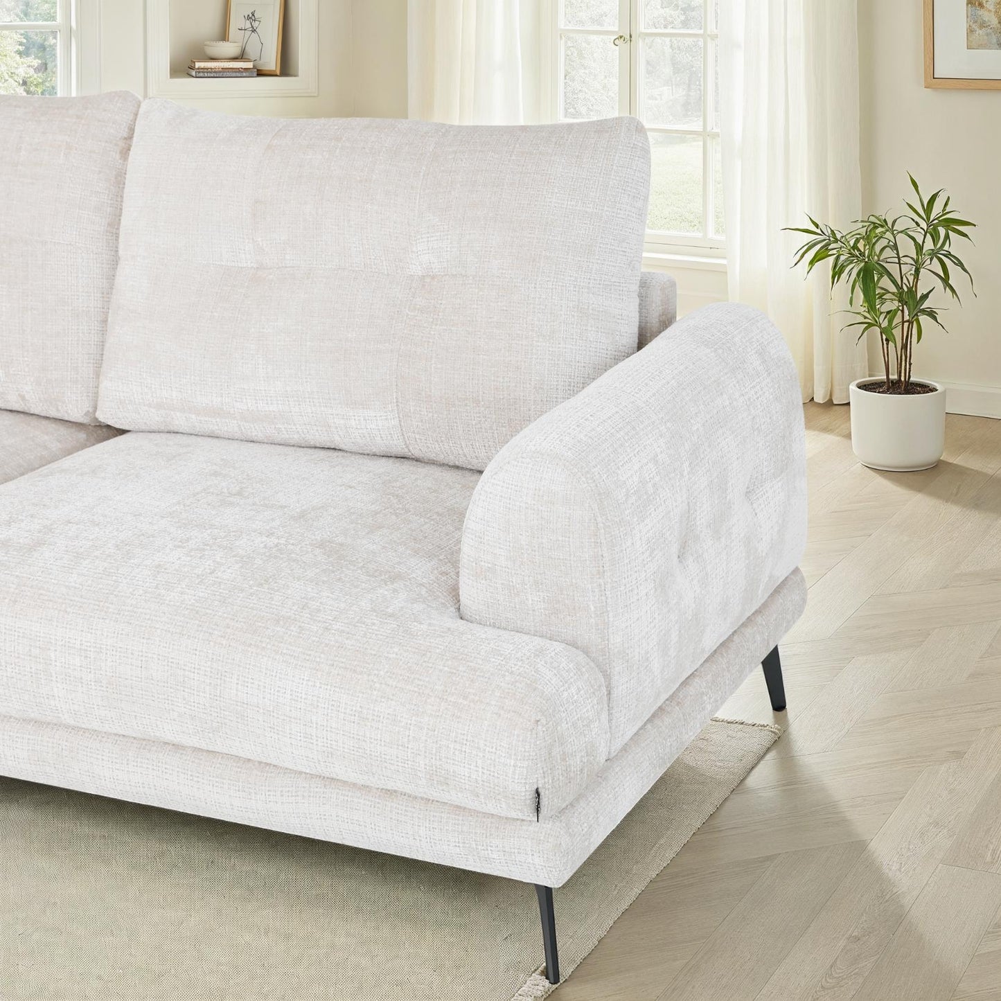 Canapé d'angle en tissu anti tache, 297x159xH89CM - FUJI