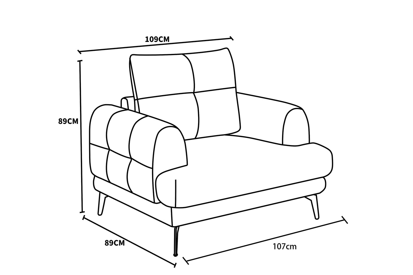 Canapé / fauteuil en tissu anti tache, H89CM - FUJI