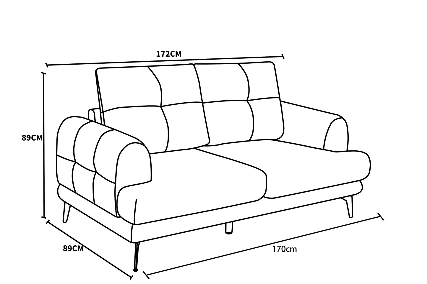Canapé / fauteuil en tissu anti tache, H89CM - FUJI