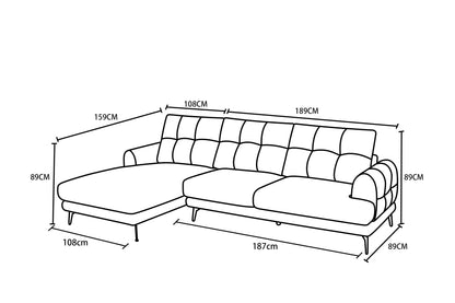 Canapé d'angle en tissu anti tache, 297x159xH89CM - FUJI