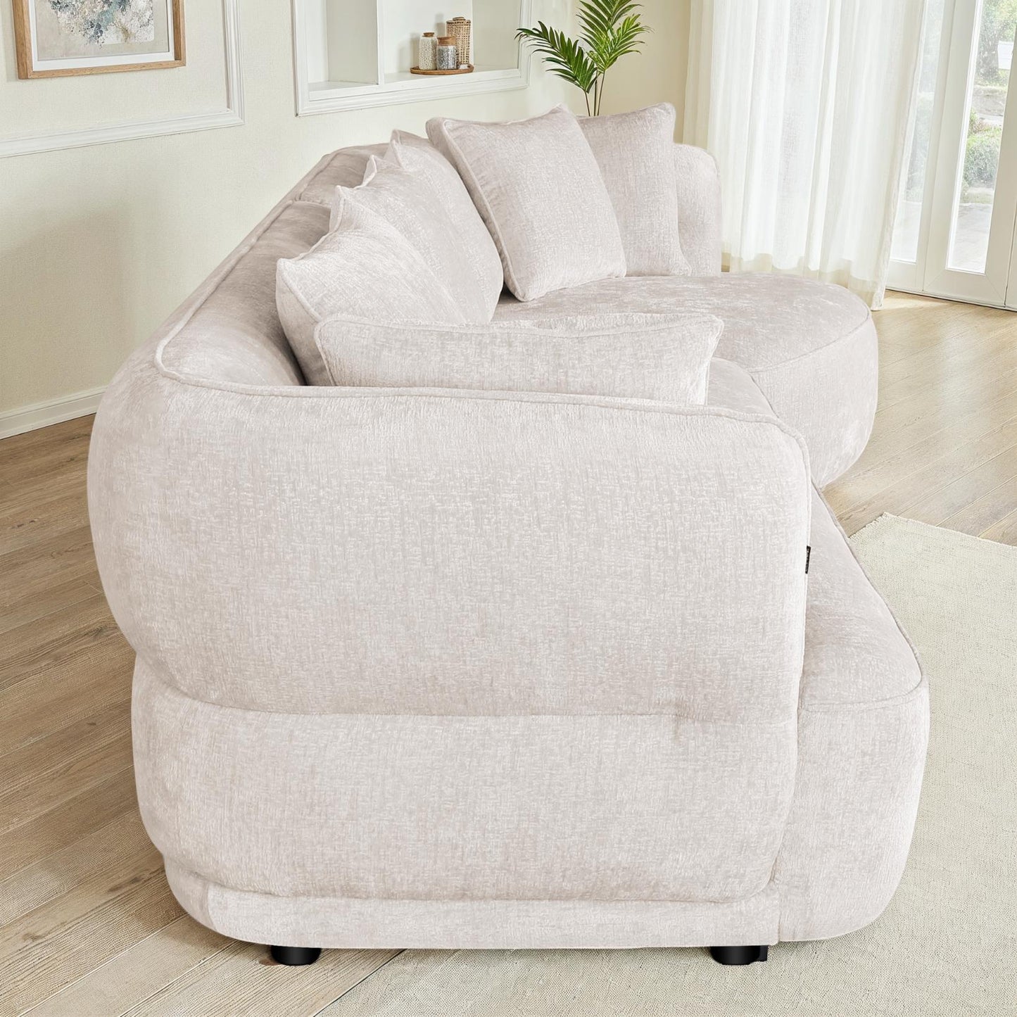 Canapé d'angle en tissu anti tache, 327x144xH74CM - SELENA