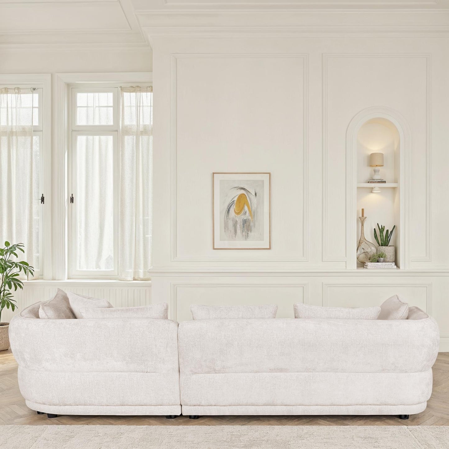 Canapé d'angle en tissu anti tache, 327x144xH74CM - SELENA