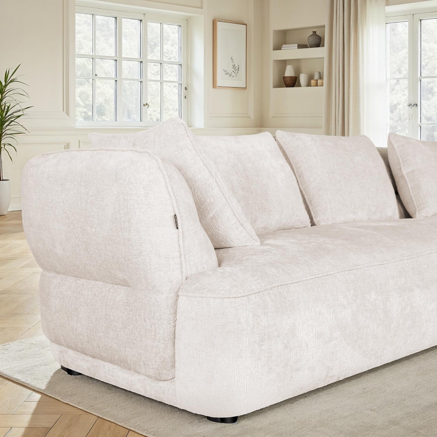 Canapé d'angle en tissu anti tache, 327x144xH74CM - SELENA