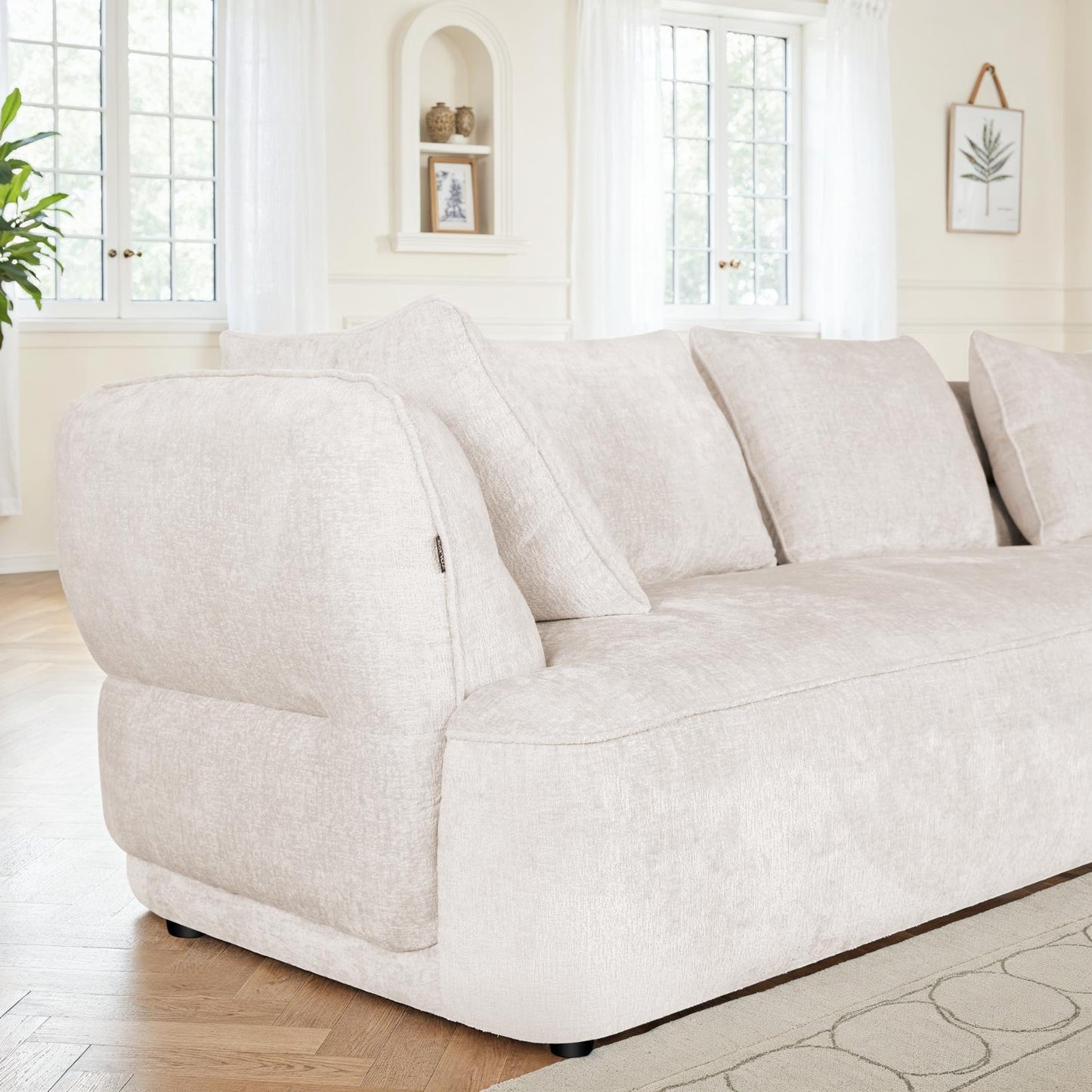 Canapé d'angle en tissu anti tache, 327x144xH74CM - SELENA