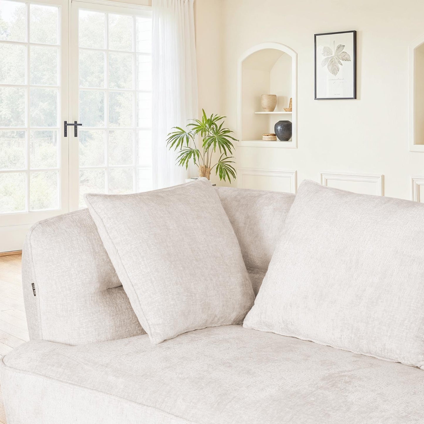 Canapé d'angle en tissu anti tache, 327x144xH74CM - SELENA