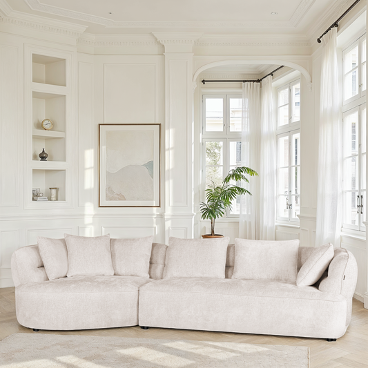 Canapé d'angle en tissu anti tache, 327x144xH74CM - SELENA