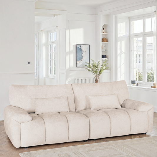 Canapé 3 places / fauteuil / pouf en tissu anti tache - MELINE