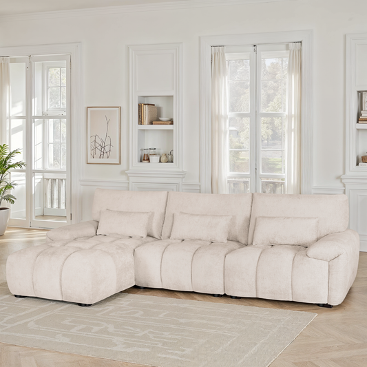 Canapé d'angle en tissu anti tache, 301x168xH89CM - MELINE