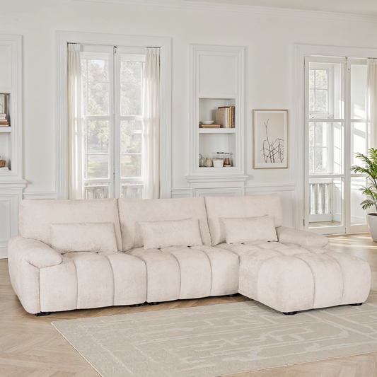 Canapé d'angle en tissu anti tache, 301x168xH89CM - MELINE