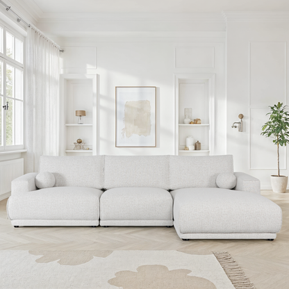 Canapé d'angle en tissu anti tache, 319x169xH89CM - SHIRLEY