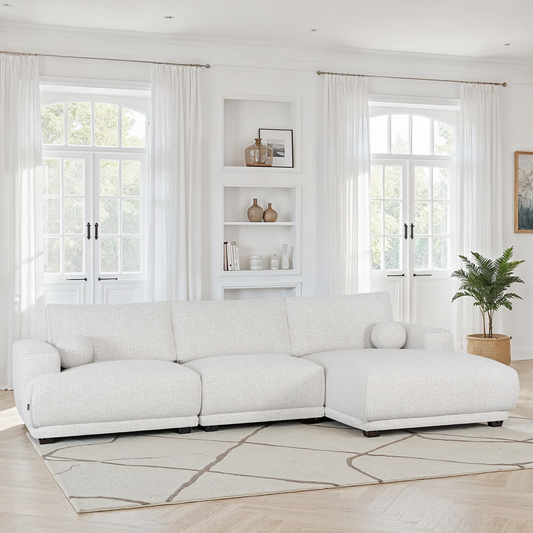 Canapé d'angle en tissu anti tache, 319x169xH89CM - SHIRLEY