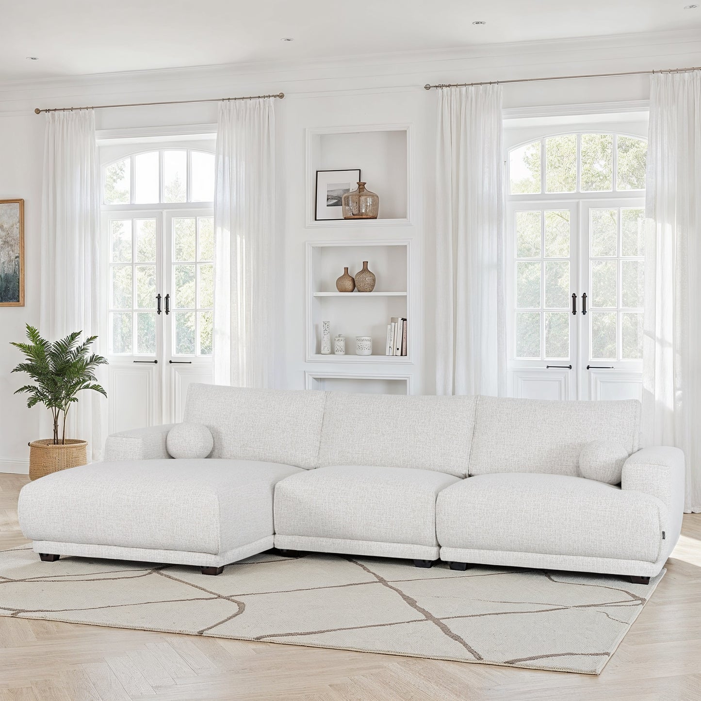 Canapé d'angle en tissu anti tache, 319x169xH89CM - SHIRLEY