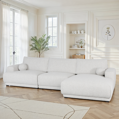 Canapé d'angle en tissu anti tache, 319x169xH89CM - SHIRLEY