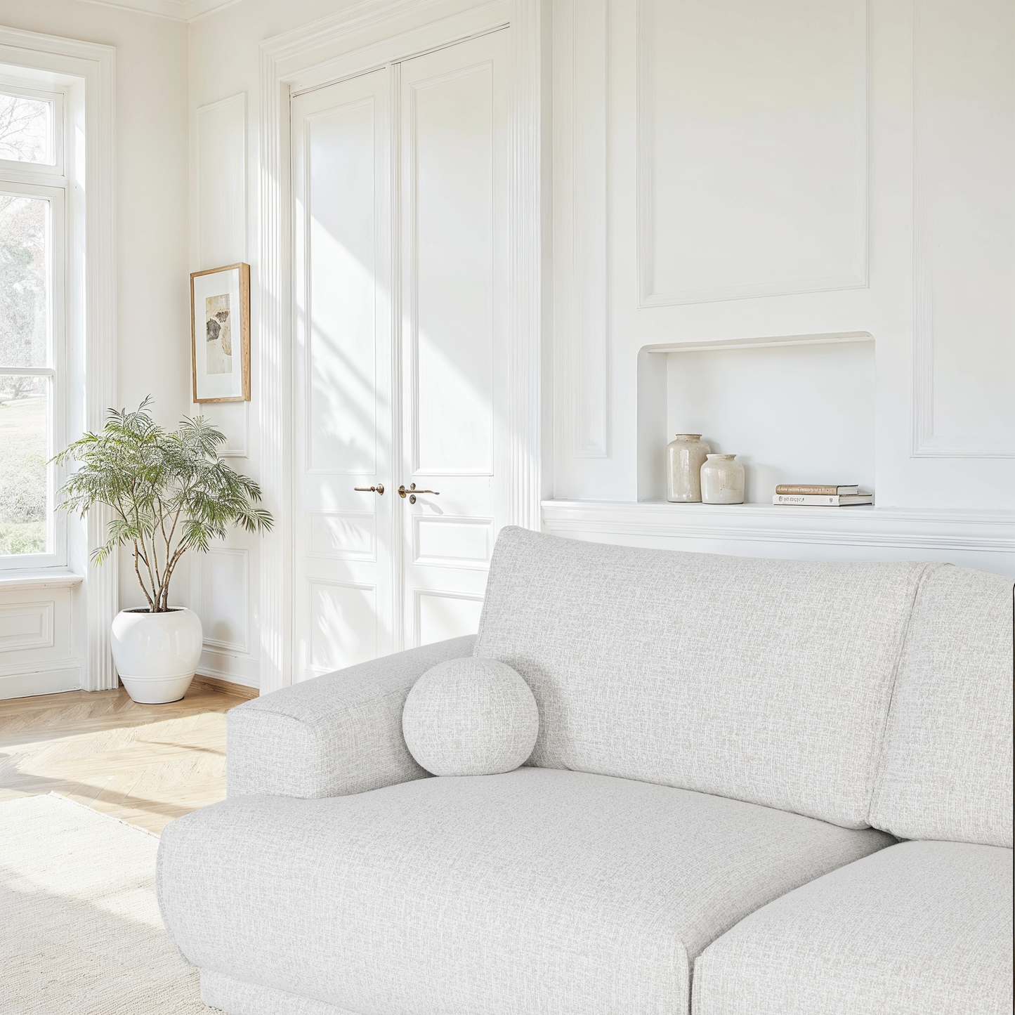 Canapé d'angle en tissu anti tache, 319x169xH89CM - SHIRLEY