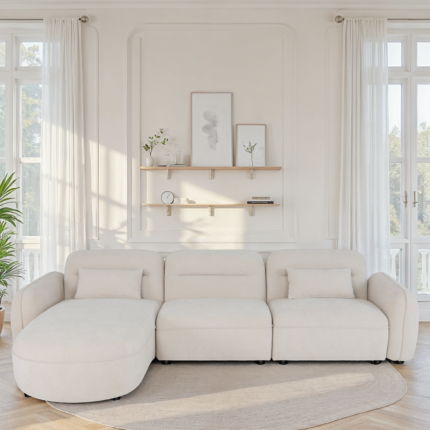 Canapé d'angle en tissu anti tache - ROXANE