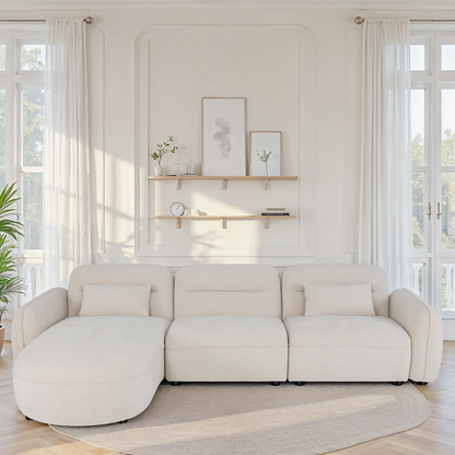 Canapé d'angle en tissu anti tache - ROXANE