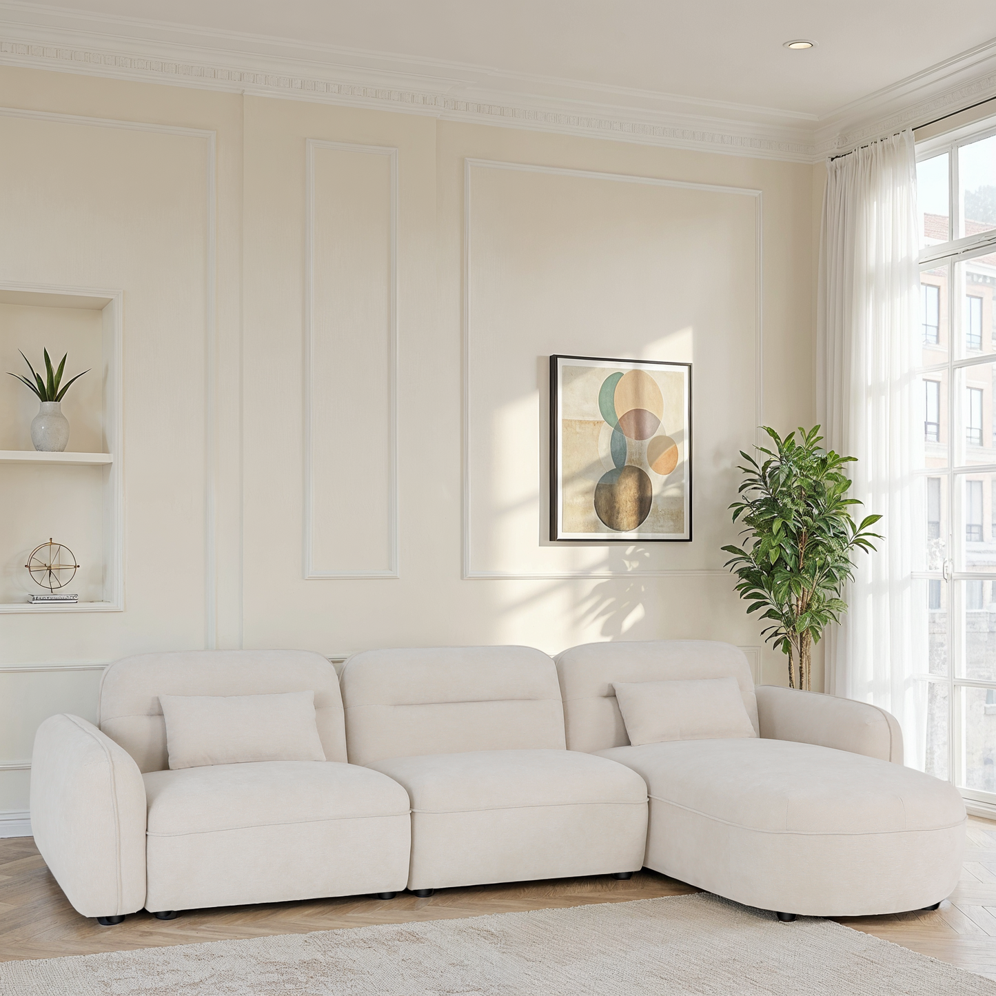 Canapé d'angle en tissu anti tache - ROXANE