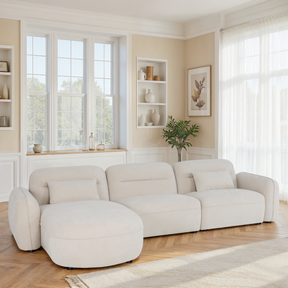 Canapé d'angle en tissu anti tache - ROXANE