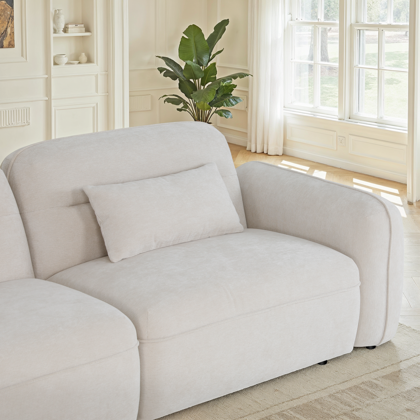 Canapé d'angle en tissu anti tache - ROXANE