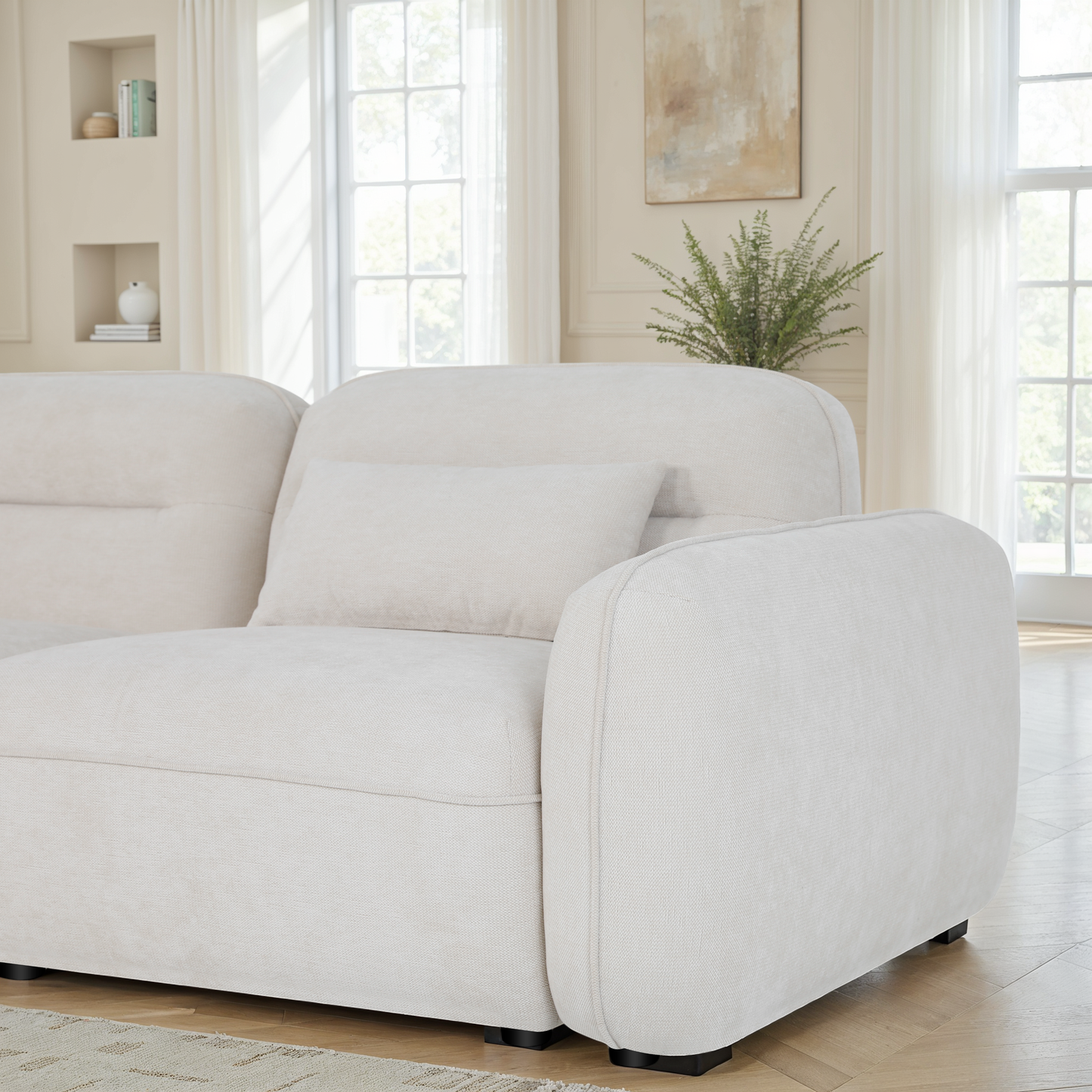 Canapé d'angle en tissu anti tache - ROXANE