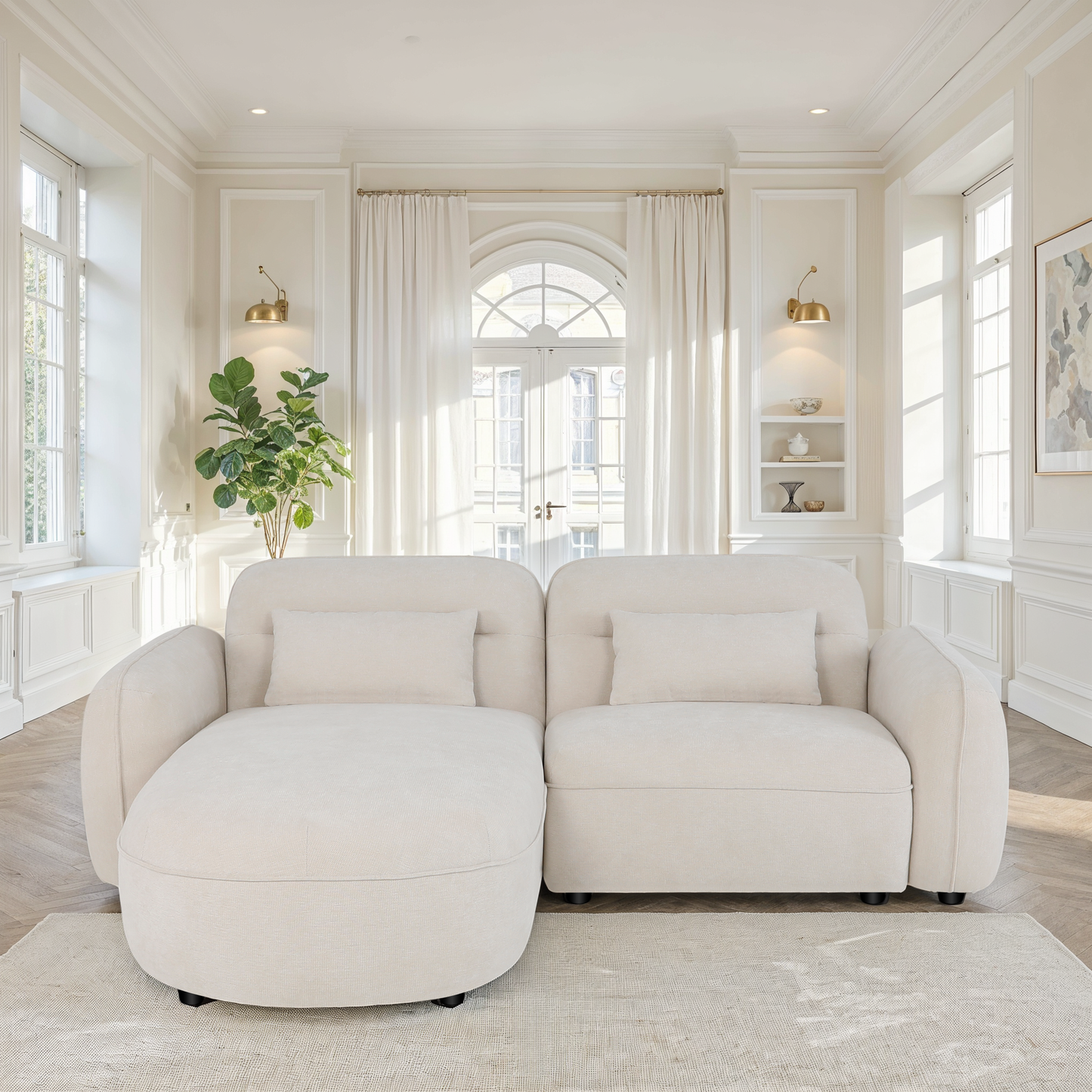 Canapé d'angle en tissu anti tache - ROXANE