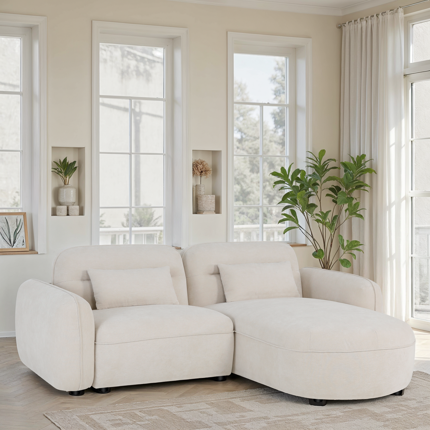 Canapé d'angle en tissu anti tache - ROXANE