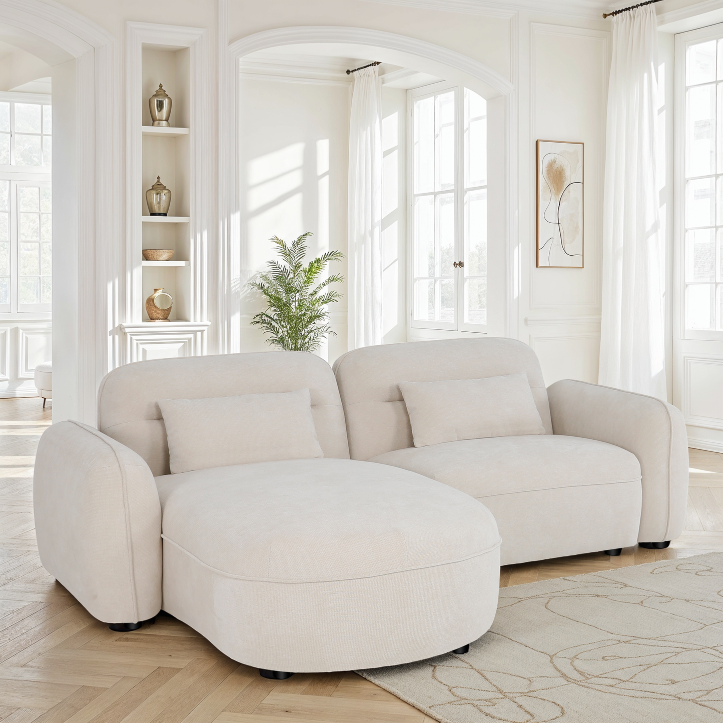 Canapé d'angle en tissu anti tache - ROXANE