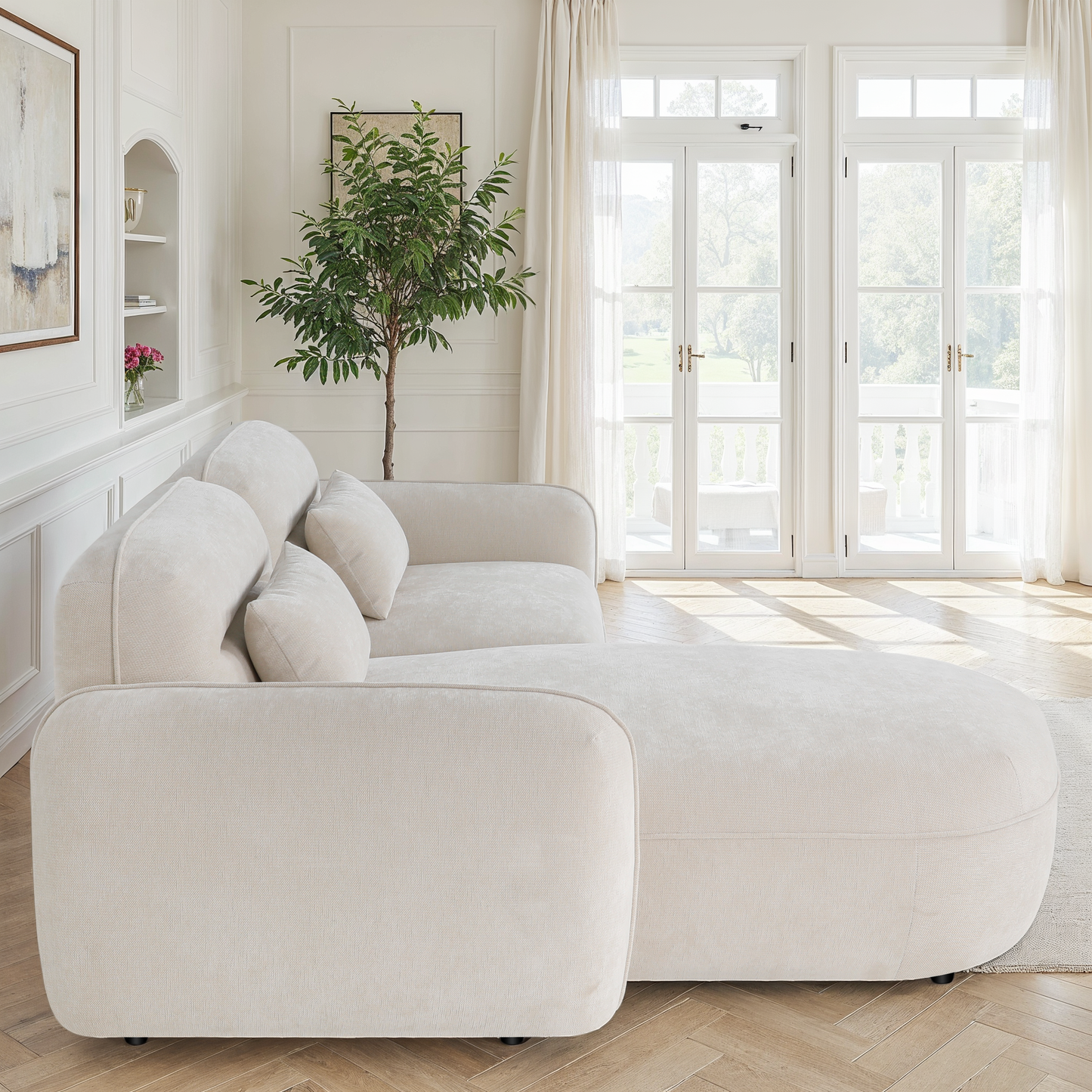 Canapé d'angle en tissu anti tache - ROXANE