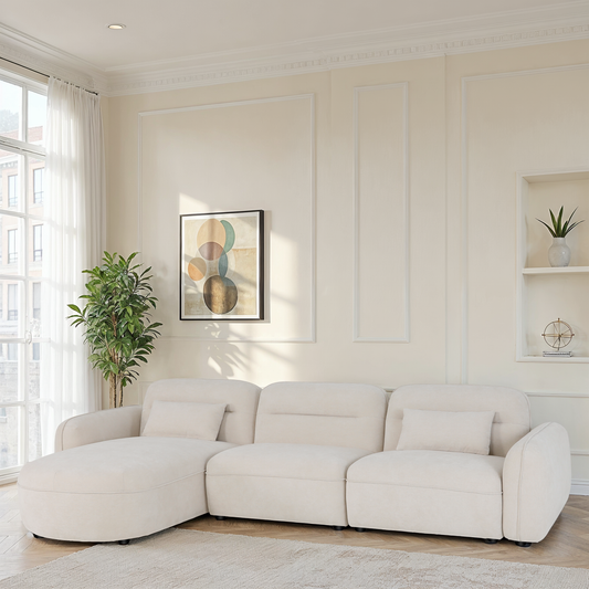 Canapé d'angle en tissu anti tache - ROXANE