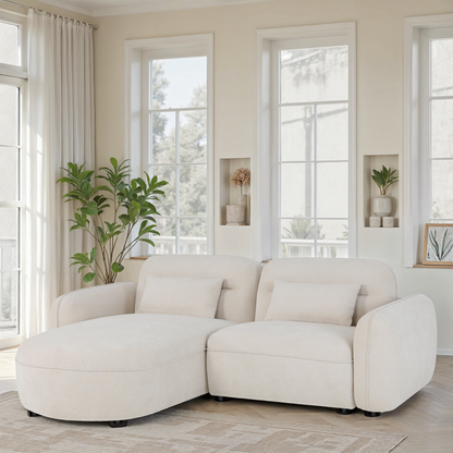 Canapé d'angle en tissu anti tache - ROXANE