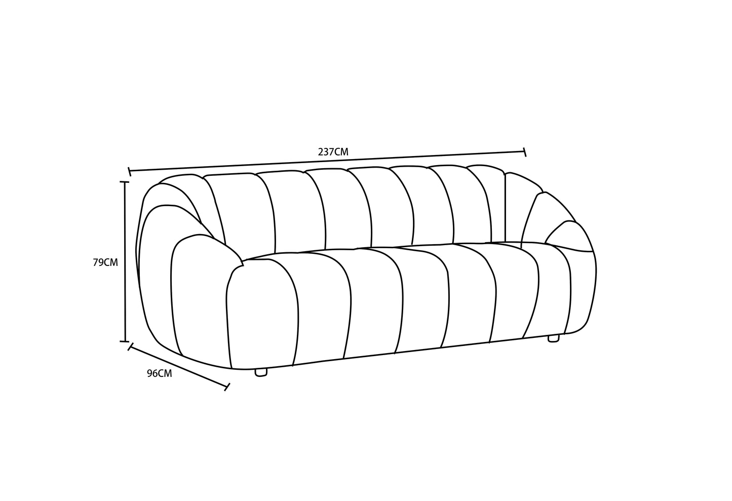 Canapé / fauteuil en tissu anti tache, H79CM - CLOUD