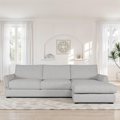 Canapé d'angle convertible en tissu anti tache, 283x170xH90CM - CARMEN