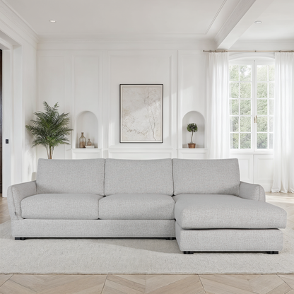 Canapé d'angle convertible en tissu anti tache, 283x170xH90CM - CARMEN