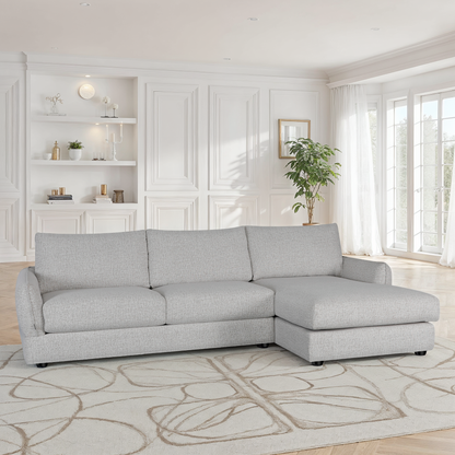 Canapé d'angle convertible en tissu anti tache, 283x170xH90CM - CARMEN