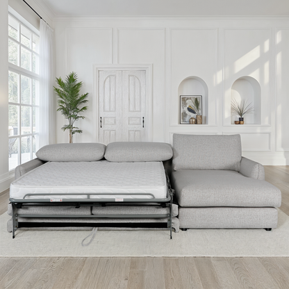 Canapé d'angle convertible en tissu anti tache, 283x170xH90CM - CARMEN