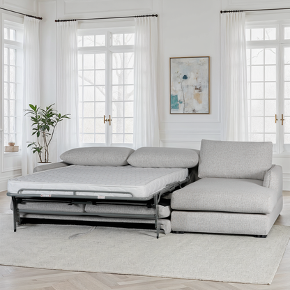 Canapé d'angle convertible en tissu anti tache, 283x170xH90CM - CARMEN