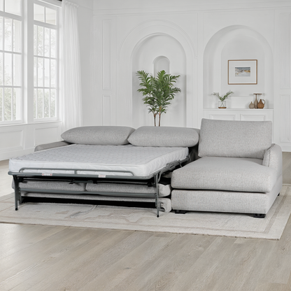 Canapé d'angle convertible en tissu anti tache, 283x170xH90CM - CARMEN